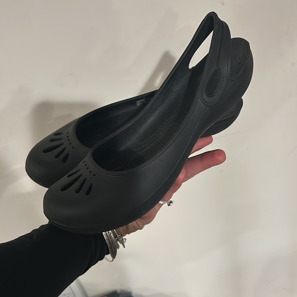 Solid Black CROCS Slingback Kaydee Ballerina Flats - Picture 14 of 15